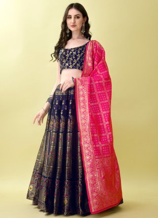 Jacquard Silk Lehenga Choli In Violet