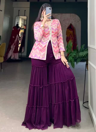 Jacquard Silk Trendy Suit In Purple