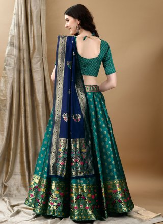 Jacquard Work Jacquard Silk Lehenga Choli In Rama
