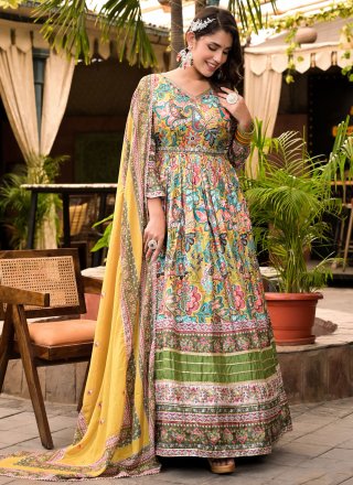 Jazzy Multi Colour Silk Gown