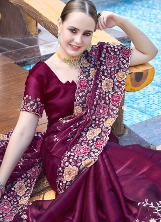 JIMMY CHU Classic Saree In Rust