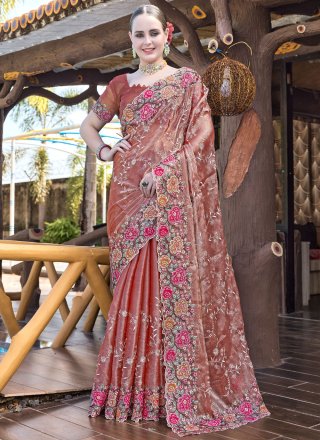 JIMMY CHU Classic Saree In Rust