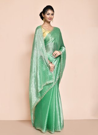 JIMMY CHU Designer Saree In Green