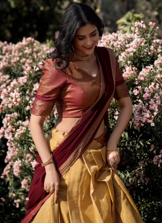 Kanchipuram Silk Lehenga Choli with Weaving and Zari Work