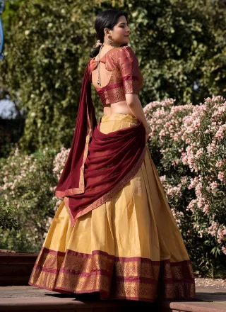 Kanchipuram Silk Lehenga Choli with Weaving and Zari Work