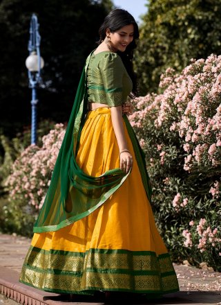 Kanchipuram Silk Lehenga Choli with Weaving and Zari Work