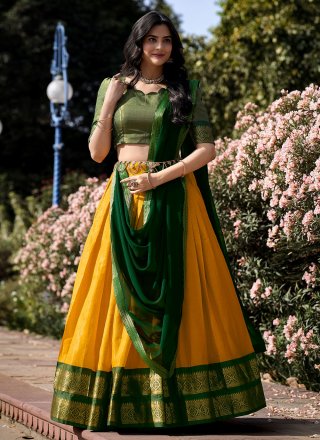 Kanchipuram Silk Lehenga Choli with Weaving and Zari Work
