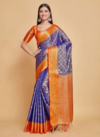 Kanjivaram Silk Classic Saree In Blue