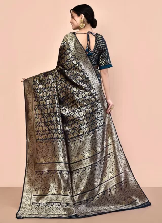 Kanjivaram Silk Classic Sari In Black