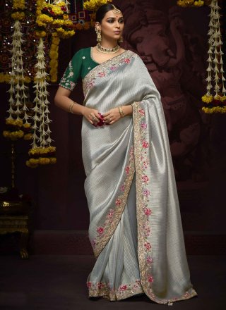 Kanjivaram Silk Classic Sari In Grey