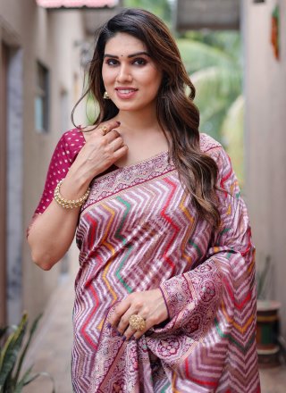 Kanjivaram Silk Designer Sari with Weaving and Zari Work