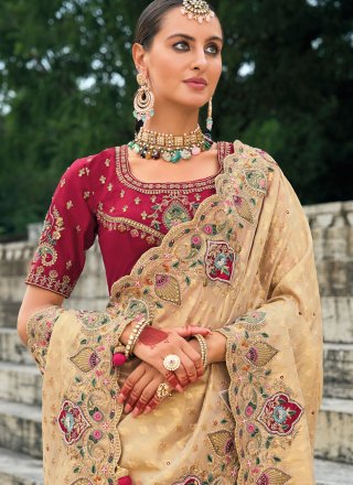 Kanjivaram Silk Traditional Saree In Cream