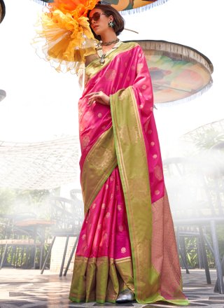 Katan Silk Traditional Saree with Weaving Work