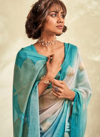 Khadi Silk Contemporary Sari with Print Work