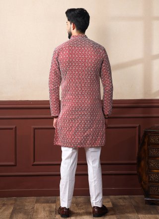 Silk Kurta Pyjama In Maroon