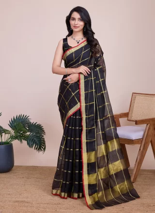 Kota Doriya Trendy Saree In Black