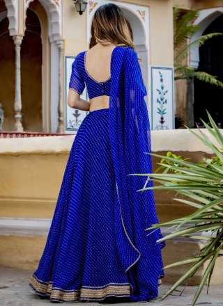 Lace and Zari Work Georgette Lehenga Choli In Blue