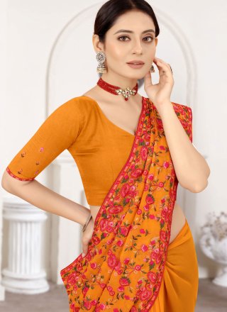 Latest Mustard Georgette Classic Sari
