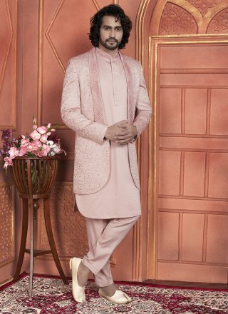 Latest Peach Art Silk Indo Western
