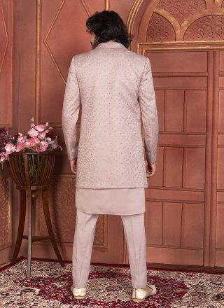 Latest Peach Art Silk Indo Western