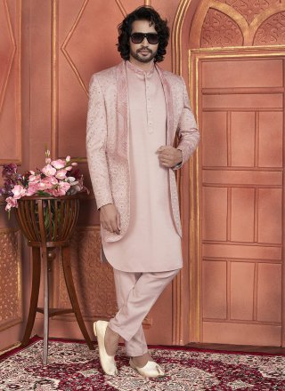 Latest Peach Art Silk Indo Western