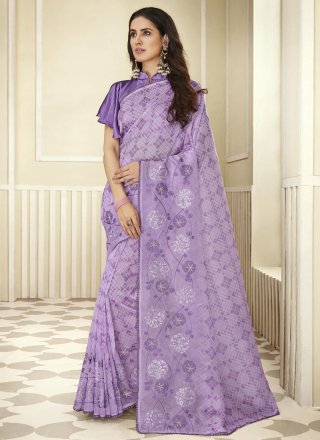 Lavender Georgette Classic Saree -