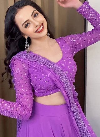 Lavender Faux Georgette Lehenga Choli