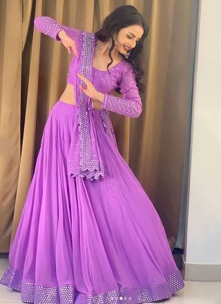Lavender Faux Georgette Lehenga Choli