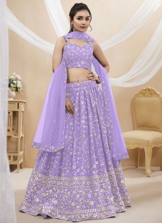 Lavender Georgette A - Line Lehenga Choli