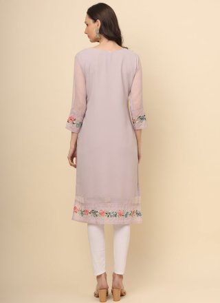 Lavender Georgette Designer Kurti with Chikankari and Lucknowi Work Work for Casual