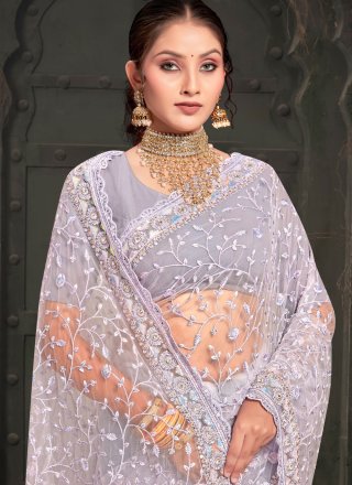 Lavender Net Contemporary Sari