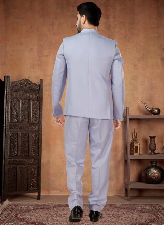 Lavender Rayon Buttons Work Jodhpuri Suit