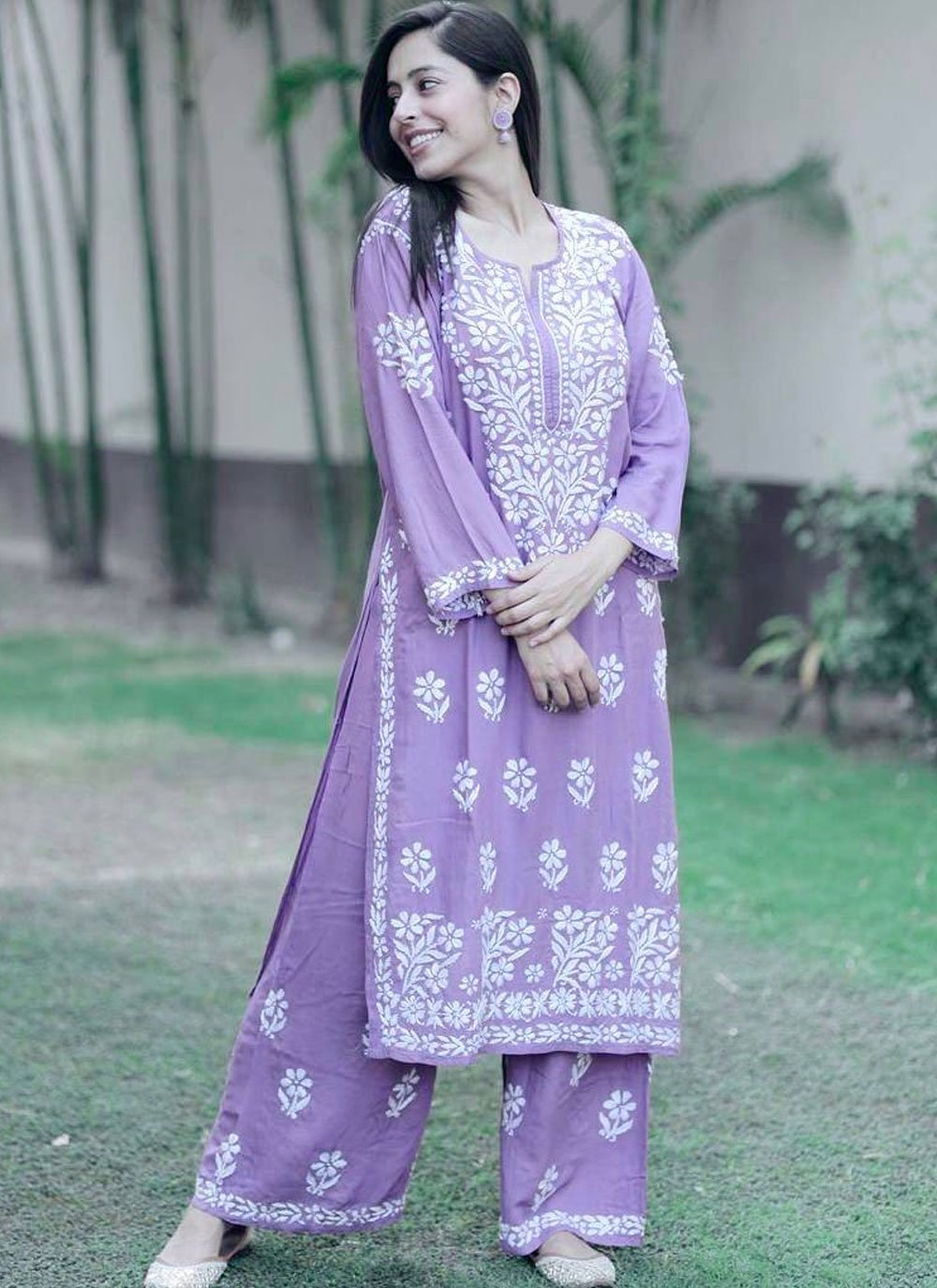 Buy Lavender Rayon Designer Kurti with Online