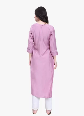 Lavender Silk Casual Kurti with Embroidered Work