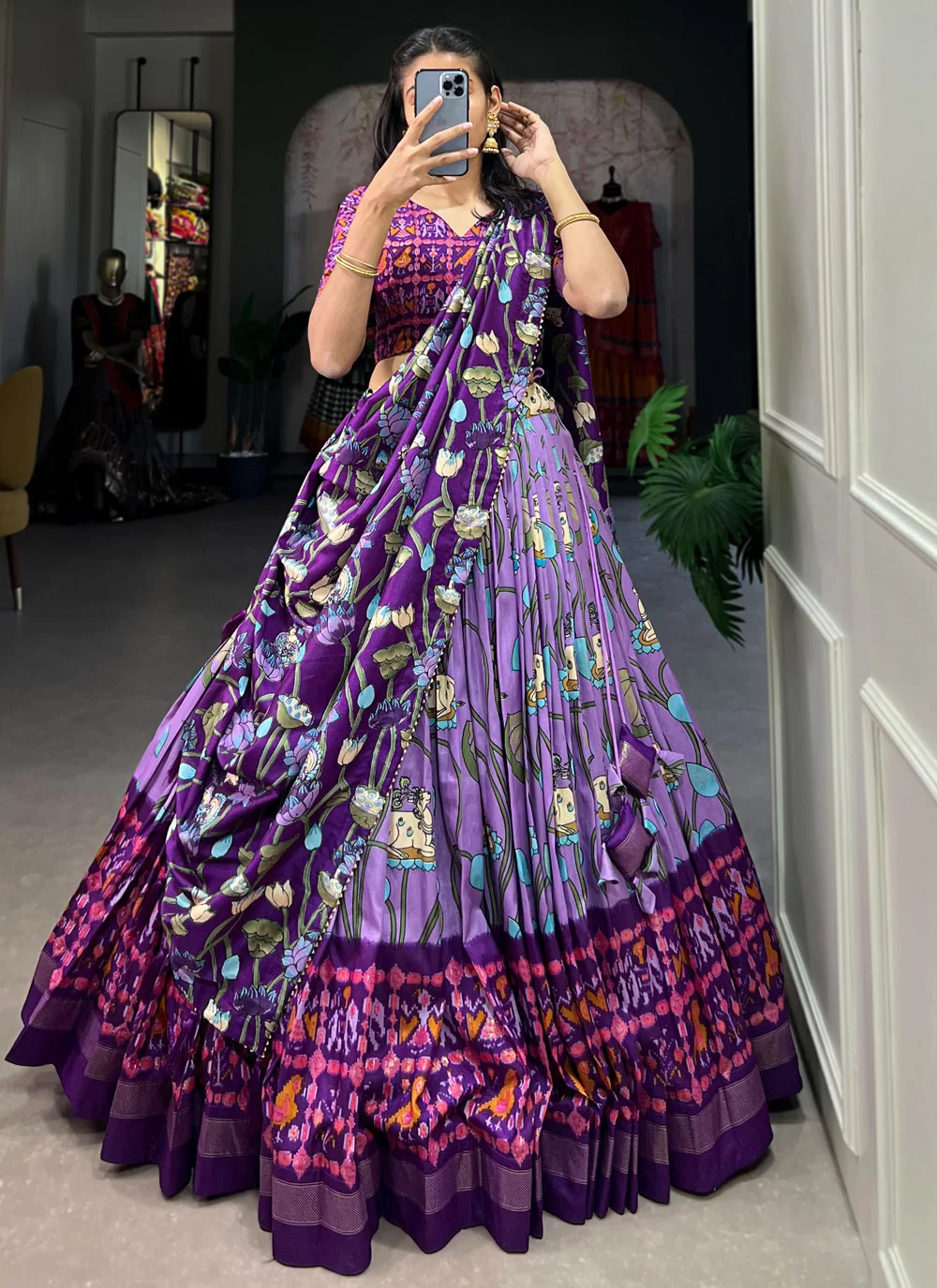 Lowest Price Lavender Cotton 1000 Lehenga Choli and Lavender Cotton 1000 Chaniya Choli Online Shopping