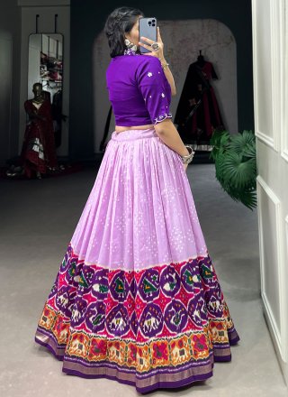 Lavender Tussar Silk Readymade Lehenga Choli