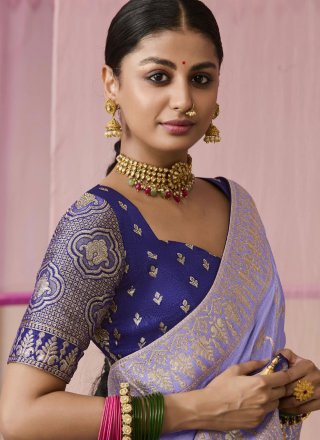 Lavender Viscose Traditional Saree