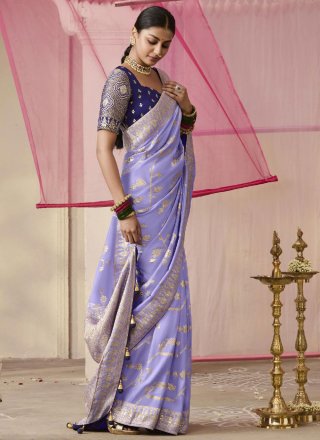 Lavender Viscose Traditional Saree