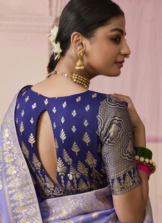Lavender Viscose Traditional Saree