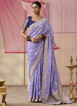 Lavender Viscose Traditional Saree