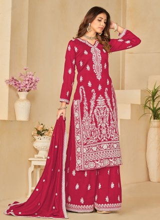 Lavish Red Art Silk Salwar Suit