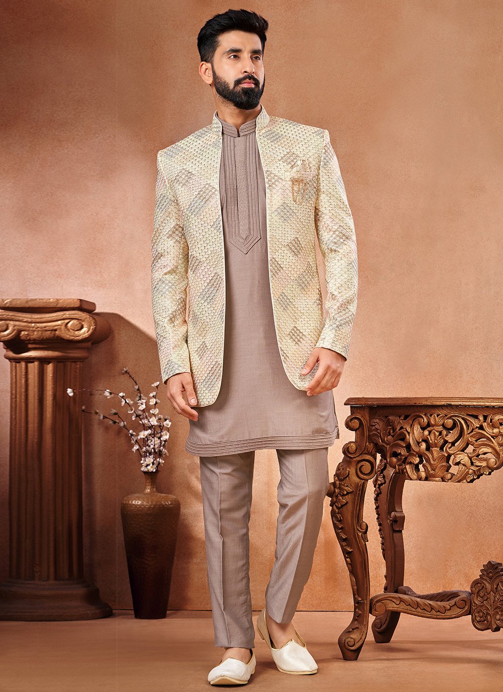 Traditional Printed Jodhpuri Suit – Amogue