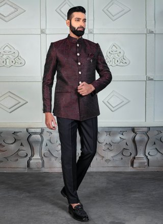 Lovely Wine Rayon Jodhpuri Suit