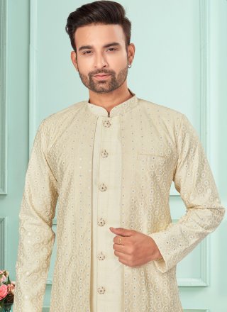 Lucknowi Indo Western In Off White