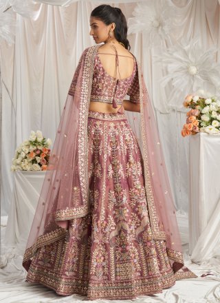 Magenta and Purple Tissue Lehenga Choli with Embroidered, Sequins and Thread Work for Women
