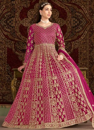 Magenta and Rani Net  Designer Gown