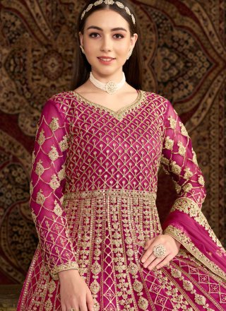 Magenta and Rani Net  Designer Gown