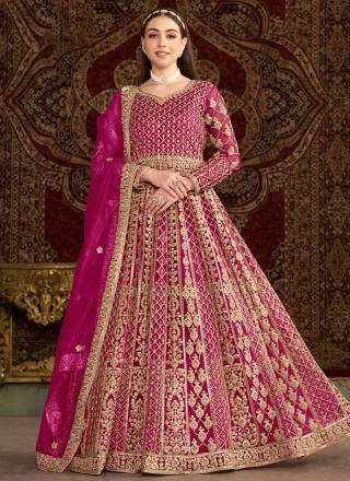 Magenta and Rani Net  Designer Gown