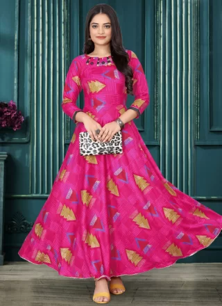 Magenta Plain Gown and Magenta Plain Designer Gown Online Shopping