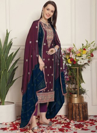 Magenta Chiffon Salwar Suit 